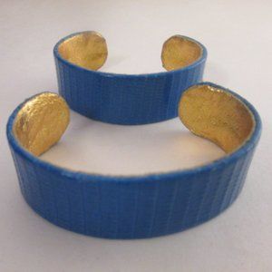 Ted Rossi Blue Snakeskin Leather Cuff Bracelet